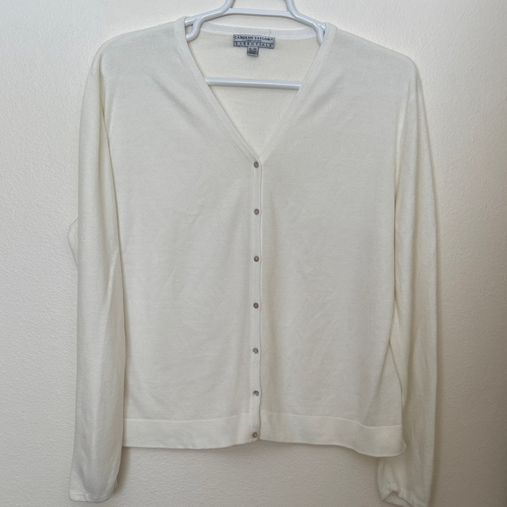 Carolyn Taylor Ivory Button-Up Cardigan